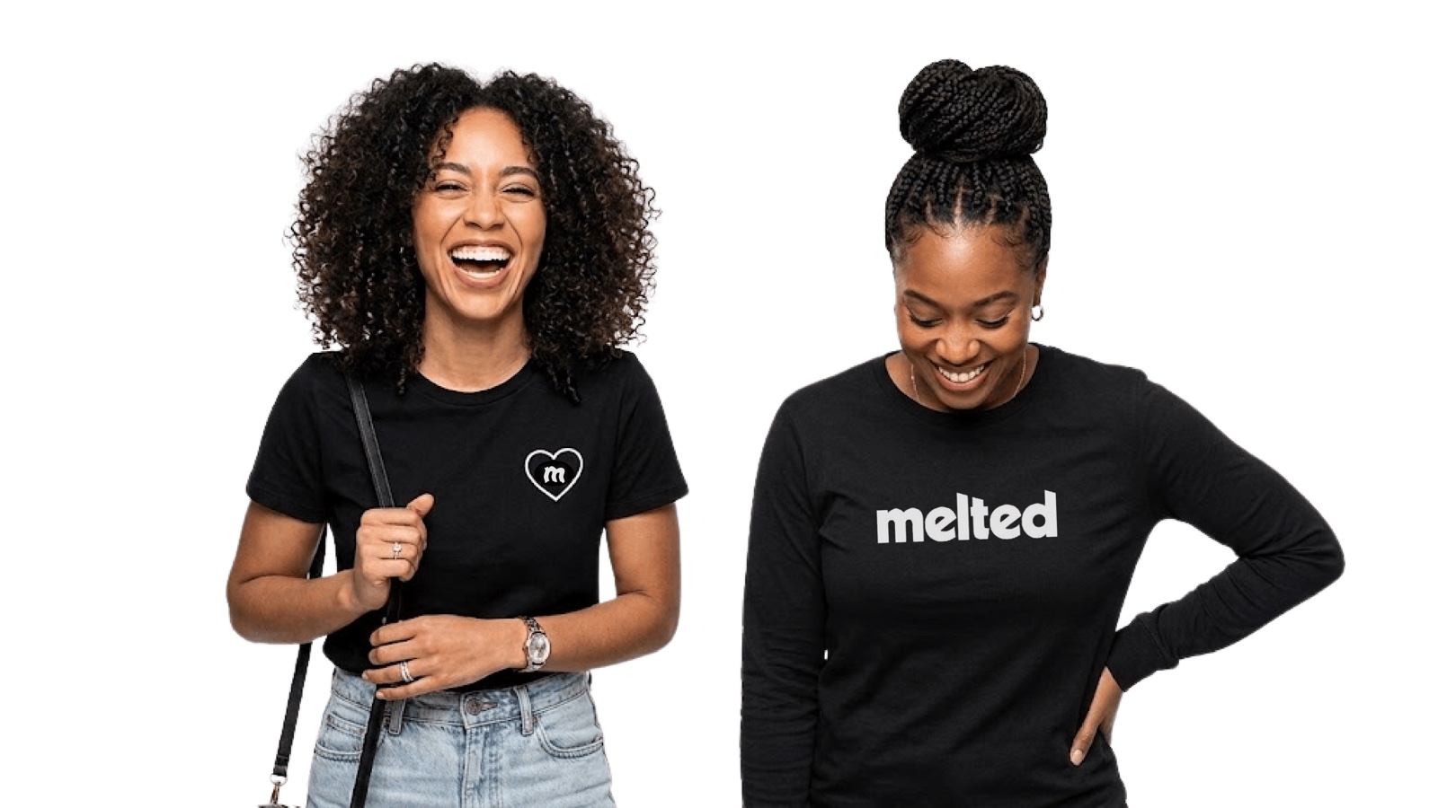 Two Melted community members in Melted apparel